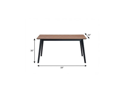 59" Walnut and Black Wood Dining Table