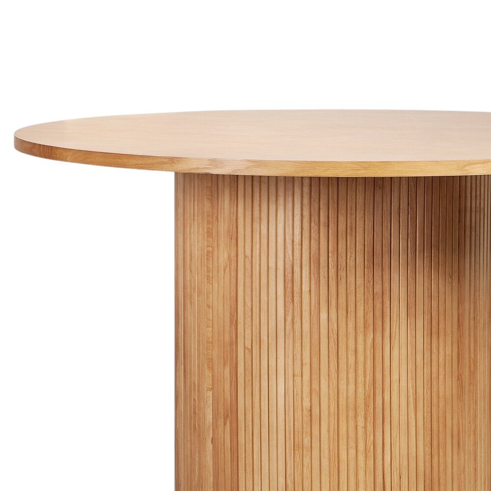 47" Brown Solid Wood Pedestal Base Round Top Dining Table