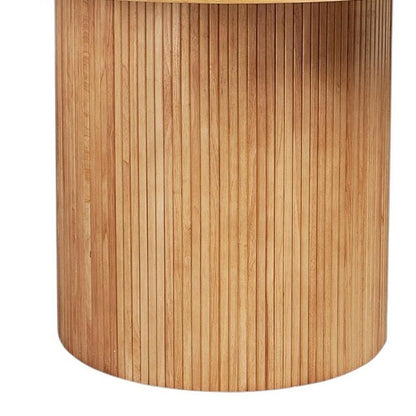 47" Brown Solid Wood Pedestal Base Round Top Dining Table