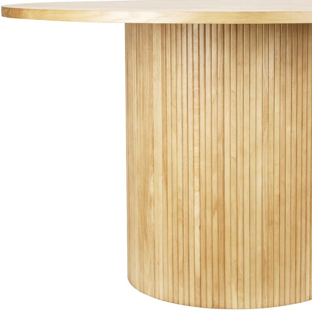 47" Natural Wood Pedestal Base Round Top Dining Table