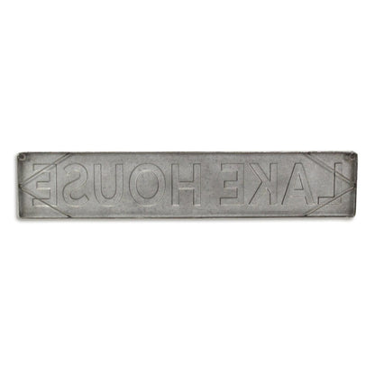 7" X 36" Gray Lake House Galvanized Metal Wall Decor