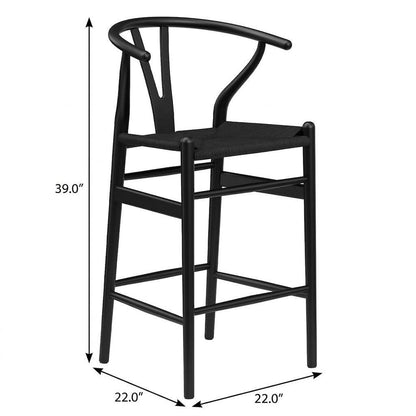27" Black Solid Wood Counter Height Bar Chair