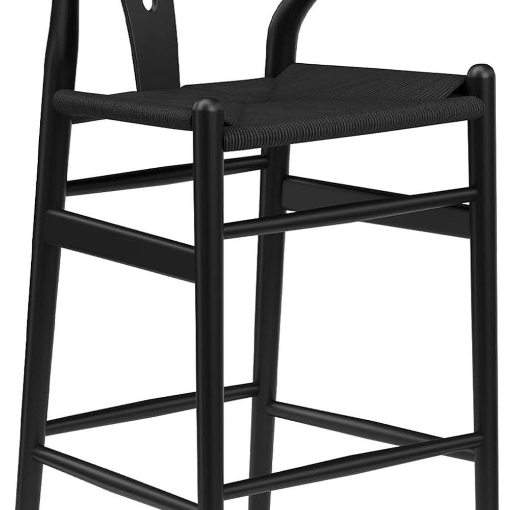 27" Black Solid Wood Counter Height Bar Chair