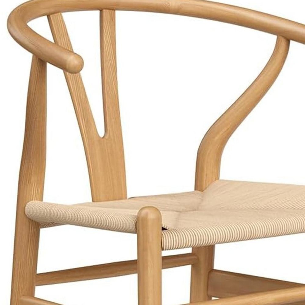 27" Beige And Natural Solid Wood Counter Height Bar Chair