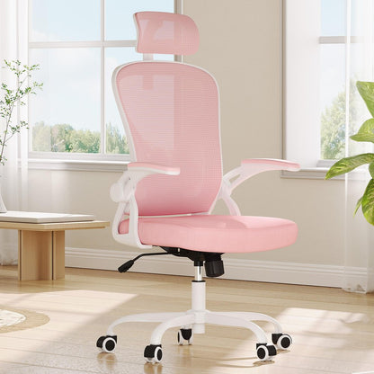 Pink And White Black And White Swivel Rolling Office Chair