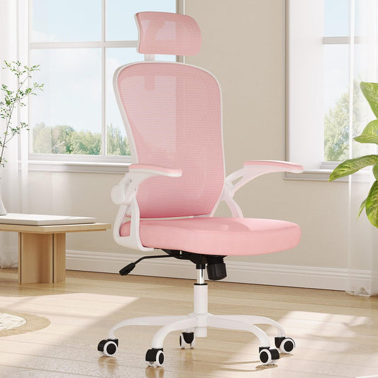 Pink And White Black And White Swivel Rolling Office Chair