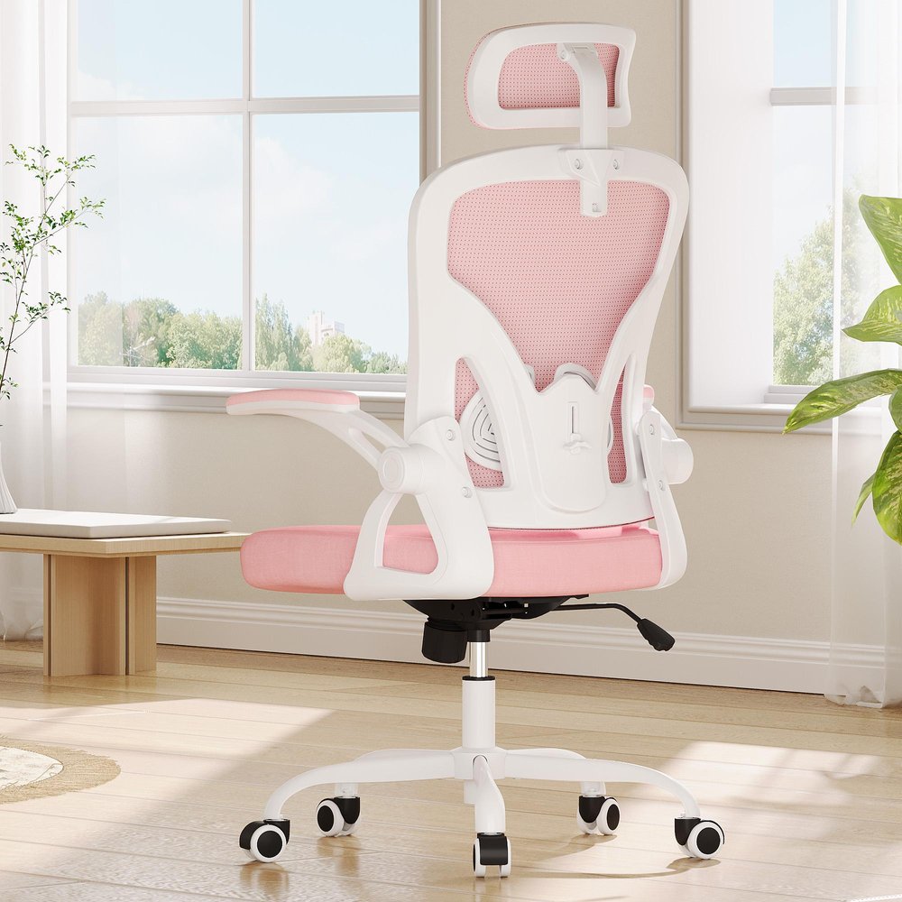 Pink And White Black And White Swivel Rolling Office Chair