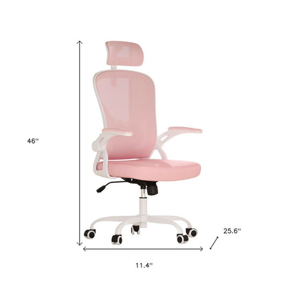 Pink And White Black And White Swivel Rolling Office Chair