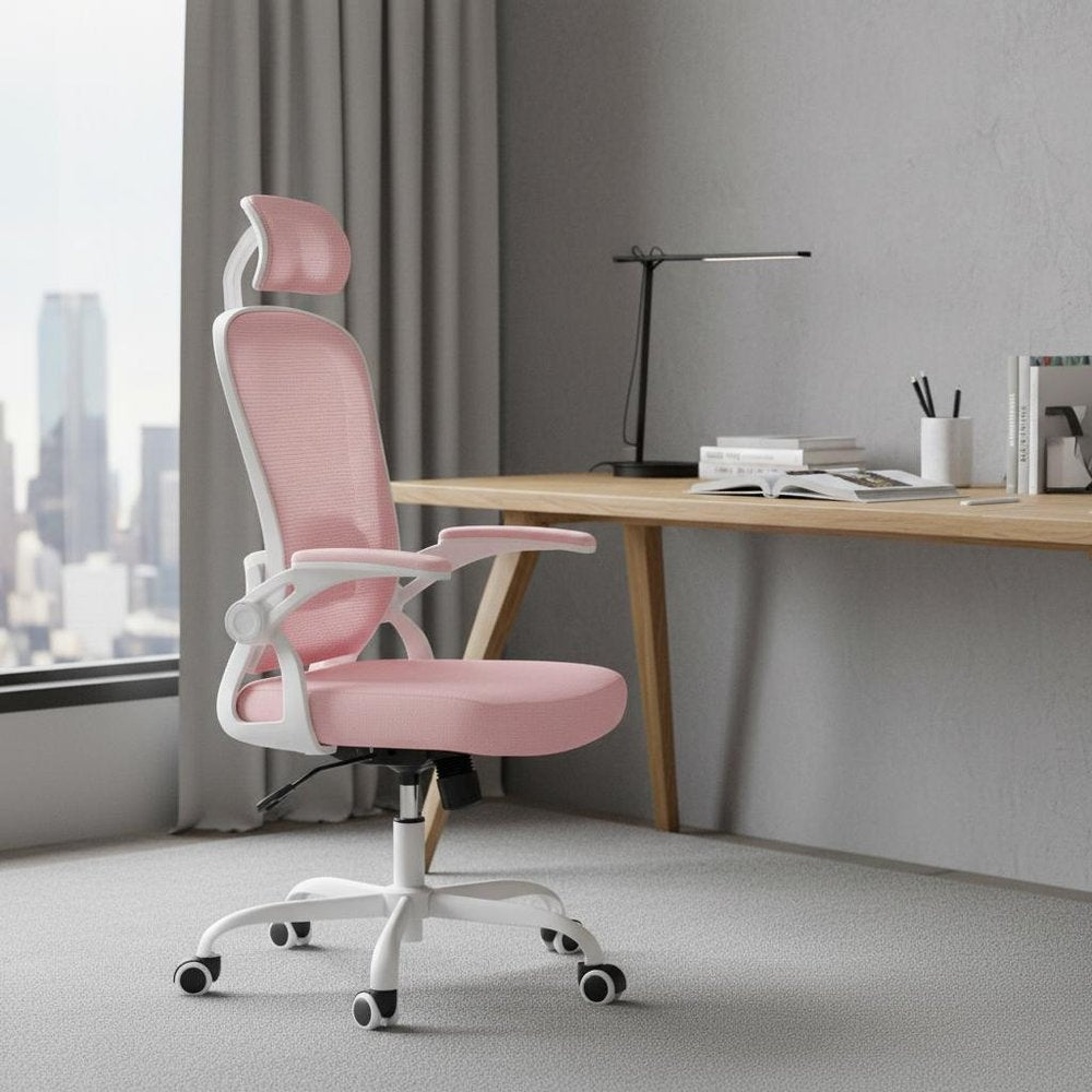 Pink And White Black And White Swivel Rolling Office Chair