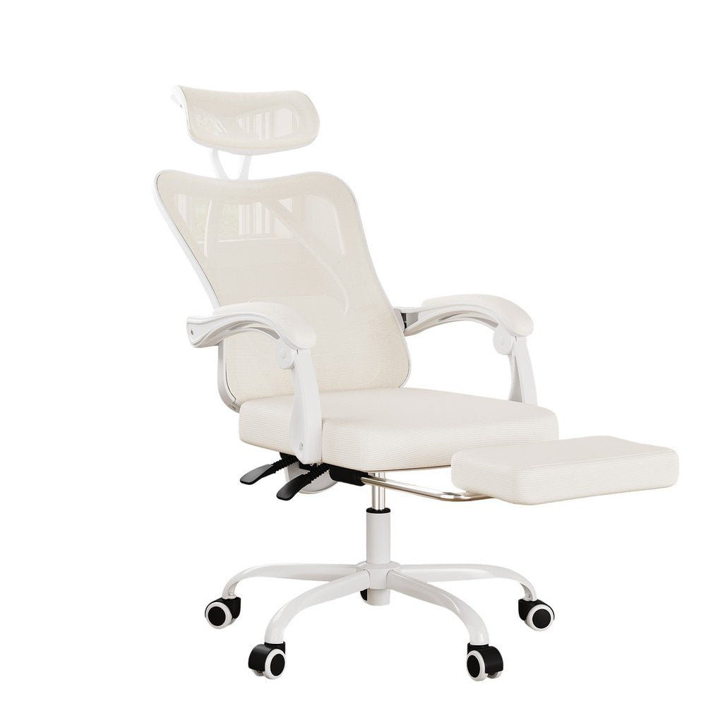 White And Black Swivel Rolling Office Chair