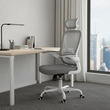 Gray And White Black And White Swivel Rolling Office Chair