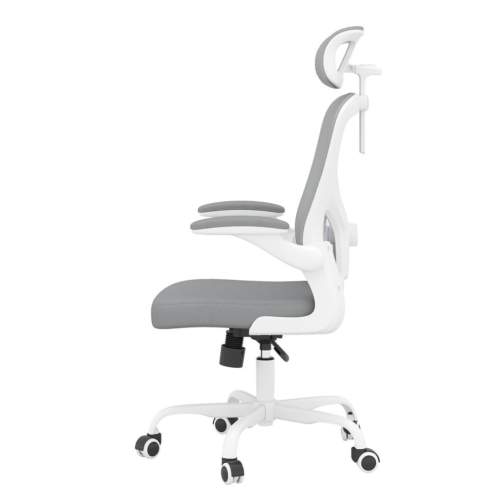 Gray And White Black And White Swivel Rolling Office Chair