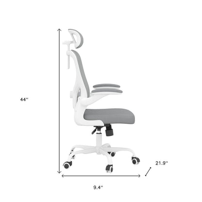 Gray And White Black And White Swivel Rolling Office Chair