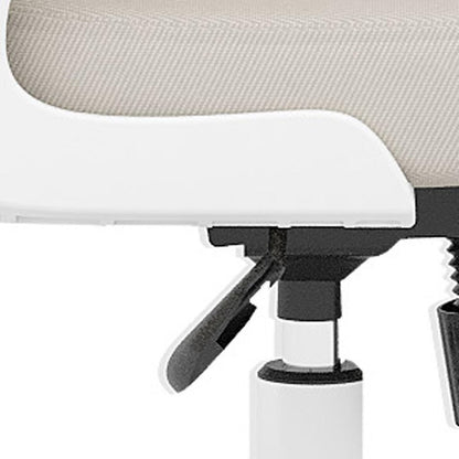 Beige And White White And Black Swivel Rolling Office Chair