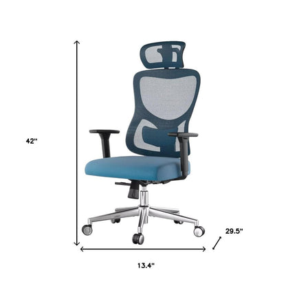 Black And Silver Swivel Rolling Office Chair