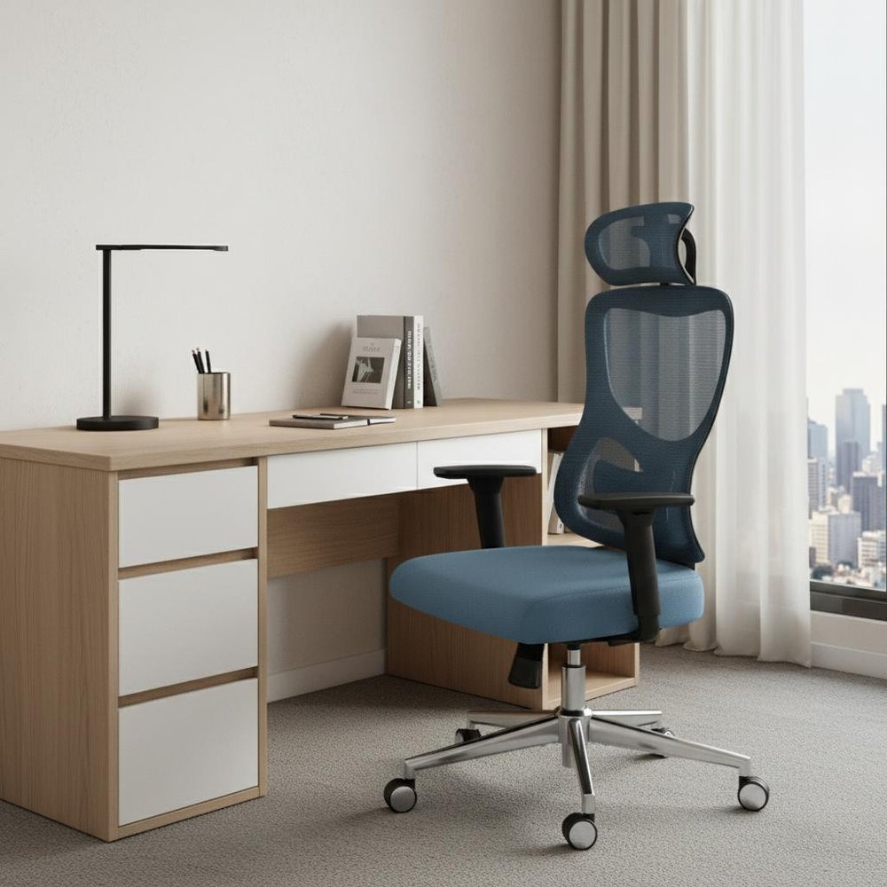 Black And Silver Swivel Rolling Office Chair