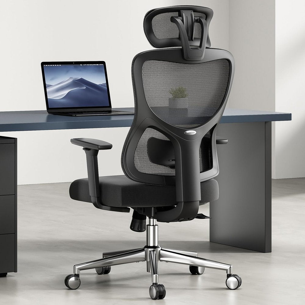 Black And Silver Swivel Rolling Office Chair