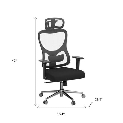 Black And Silver Swivel Rolling Office Chair