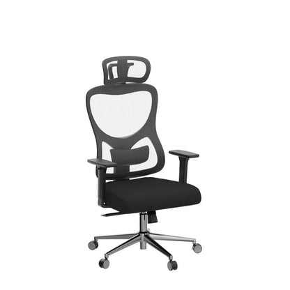 Black And Silver Swivel Rolling Office Chair
