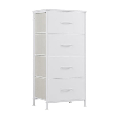 18" White Fabric Wood and Metal Four Drawer Lingerie Chest