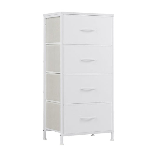 18" White Fabric Wood and Metal Four Drawer Lingerie Chest