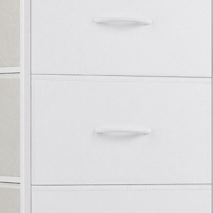 18" White Fabric Wood and Metal Four Drawer Lingerie Chest