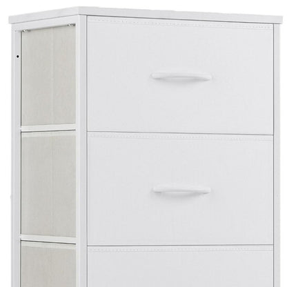 18" White Fabric Wood and Metal Four Drawer Lingerie Chest
