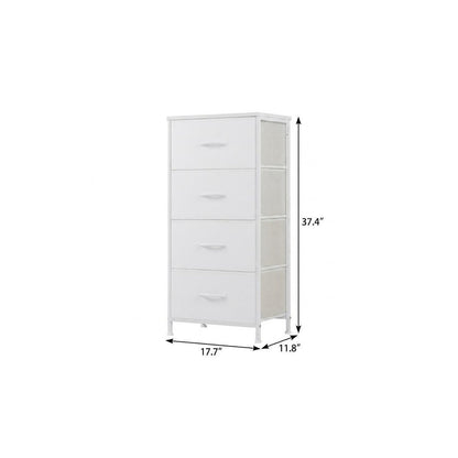 18" White Fabric Wood and Metal Four Drawer Lingerie Chest