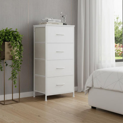 18" White Fabric Wood and Metal Four Drawer Lingerie Chest
