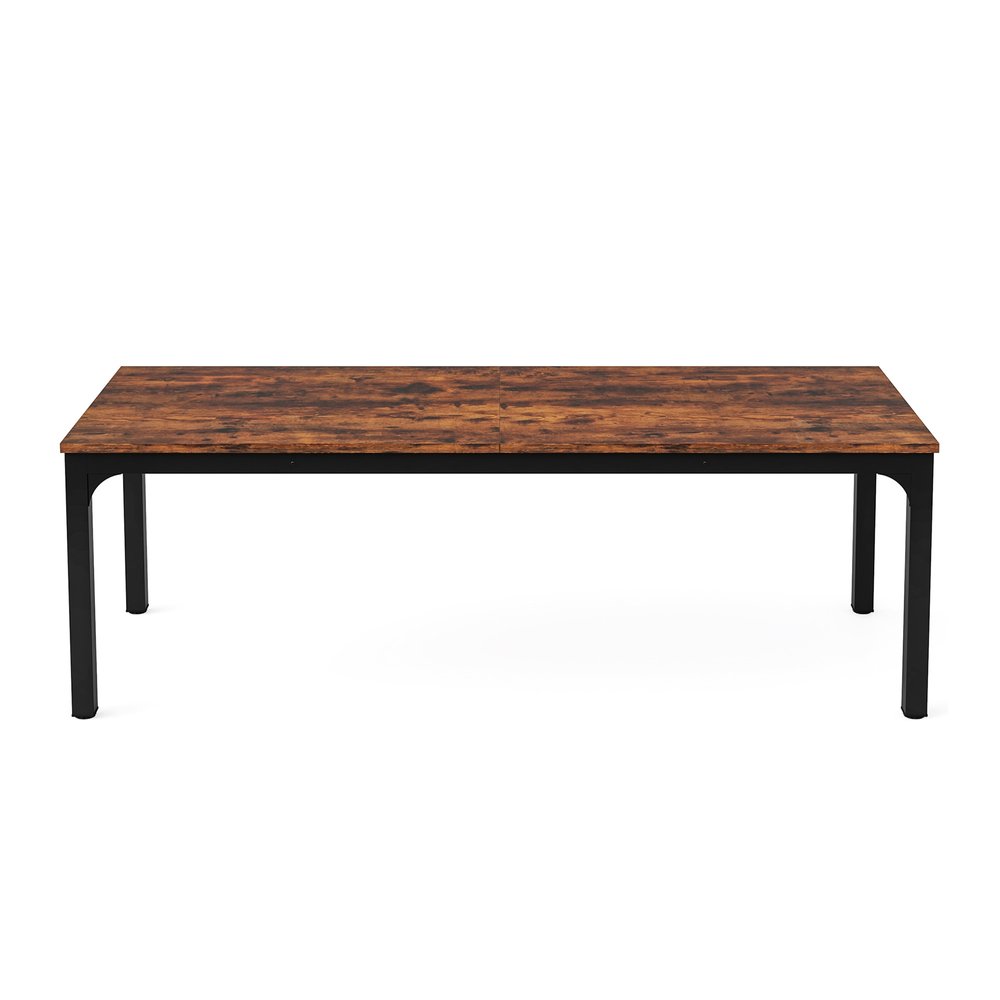 46" Brown and Black Wood and Iron Dining Table