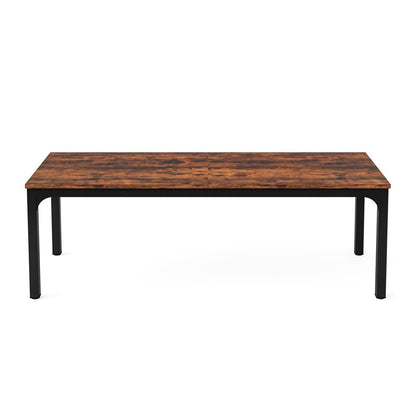 46" Brown and Black Wood and Iron Dining Table