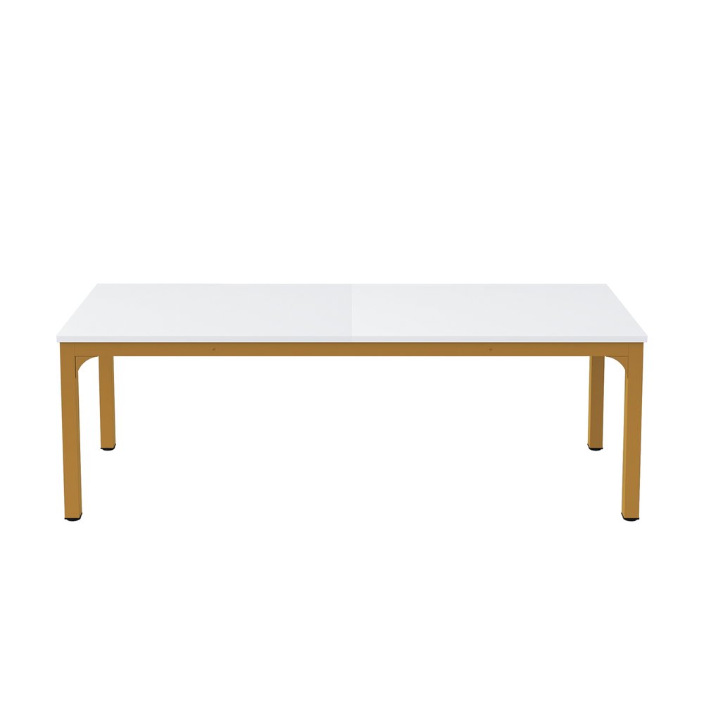 46" White and Gold Wood and Iron Dining Table
