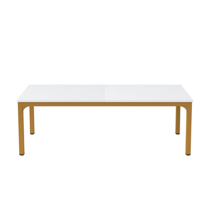 46" White and Gold Wood and Iron Dining Table