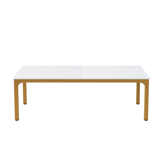 46" White and Gold Wood and Iron Dining Table