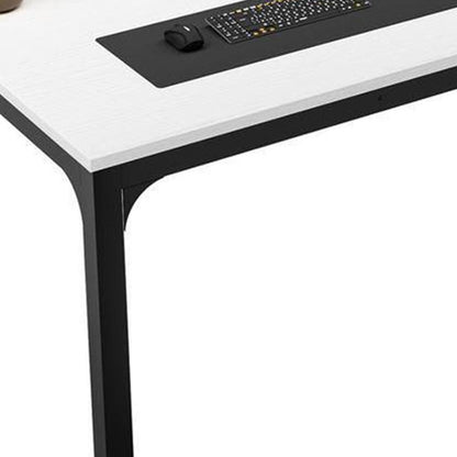 46" White and Black Wood and Iron Dining Table
