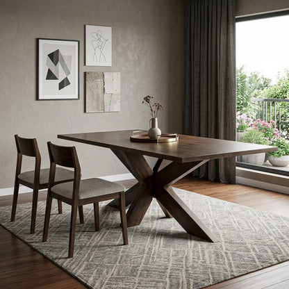 78" Brown Solid Wood Cross Leg Base Dining Table