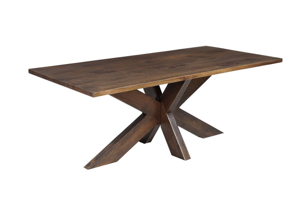 78" Brown Solid Wood Cross Leg Base Dining Table