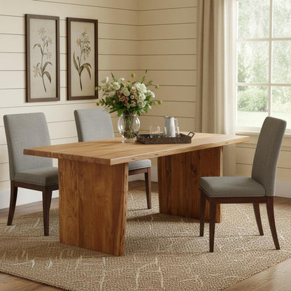 72" Natural Solid Wood Live Edge Sled Base Dining Table