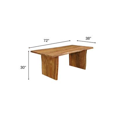 72" Natural Solid Wood Live Edge Sled Base Dining Table