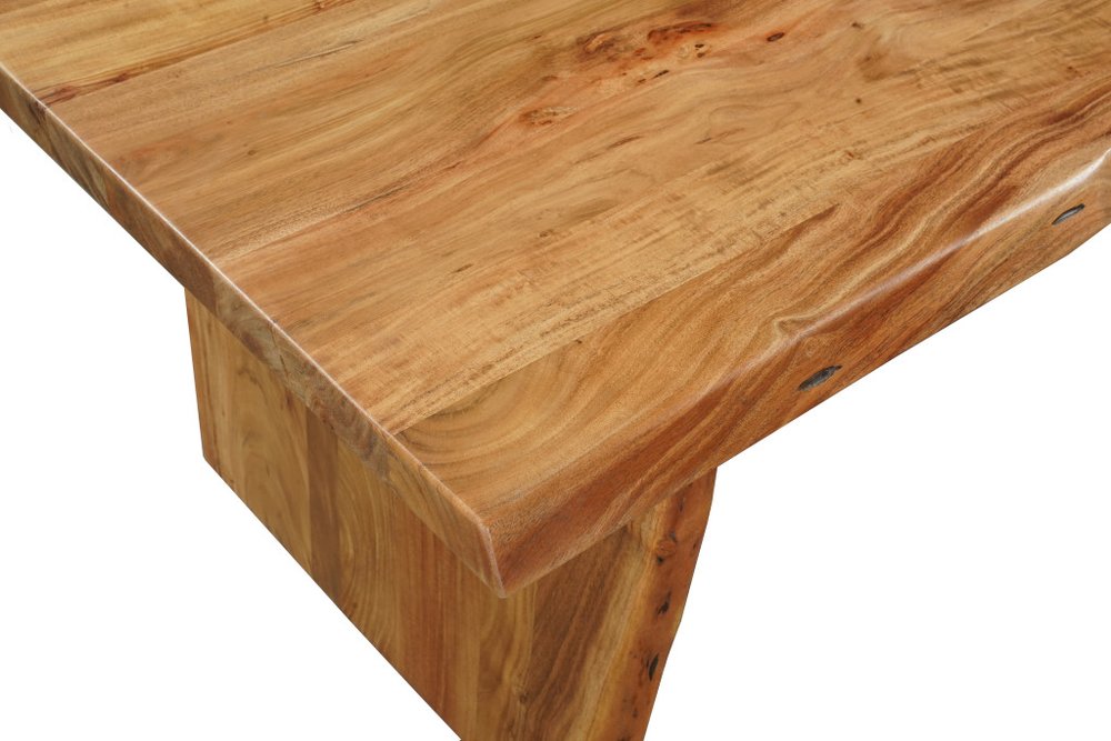 72" Natural Solid Wood Live Edge Sled Base Dining Table