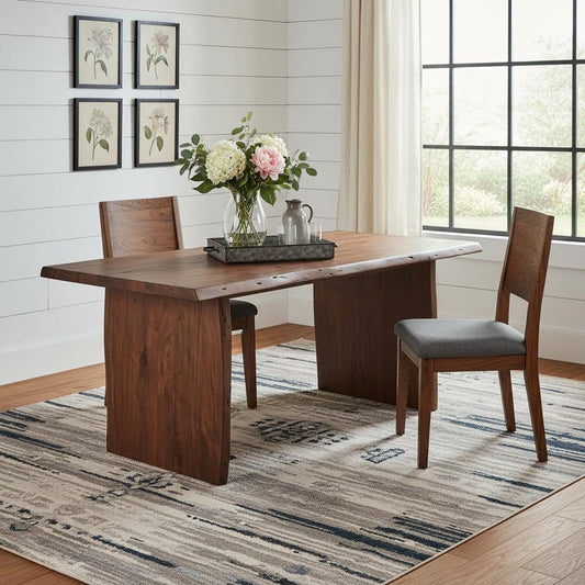 72" Brown Solid Wood Live Edge Sled Base Dining Table