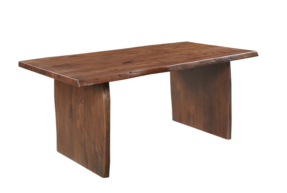 72" Brown Solid Wood Live Edge Sled Base Dining Table