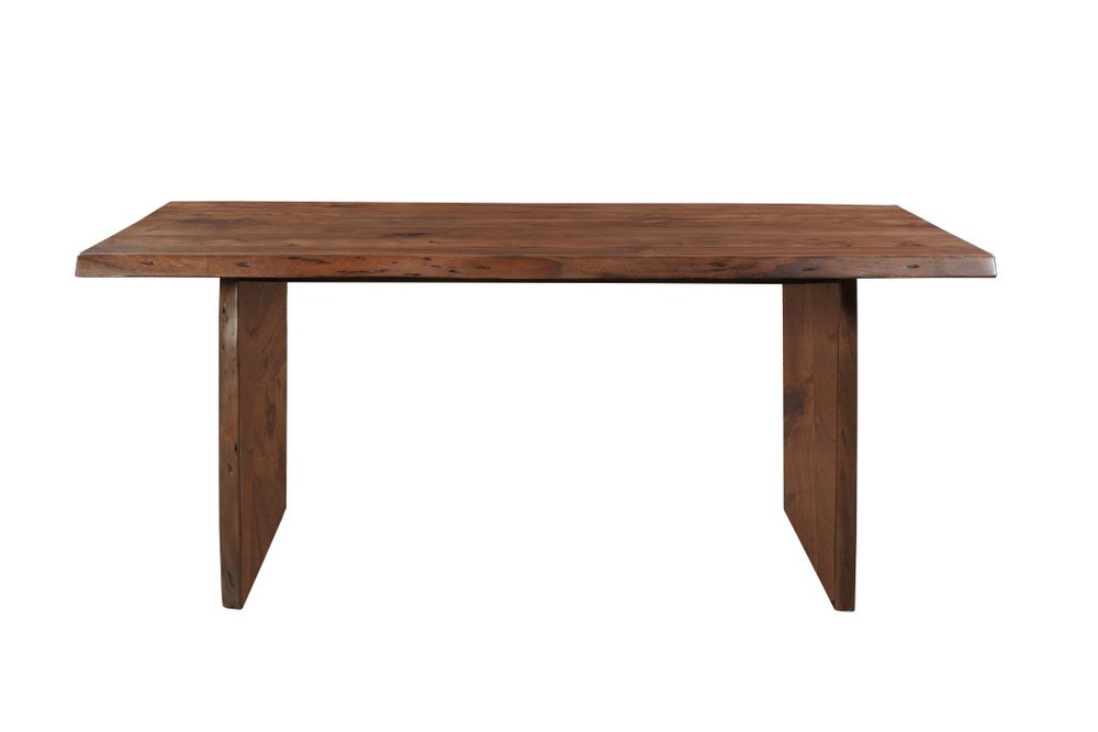 72" Brown Solid Wood Live Edge Sled Base Dining Table
