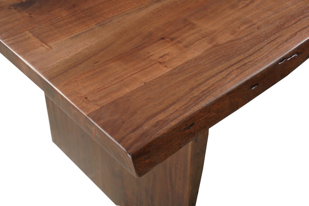 72" Brown Solid Wood Live Edge Sled Base Dining Table