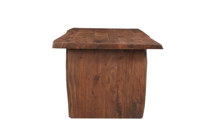 72" Brown Solid Wood Live Edge Sled Base Dining Table