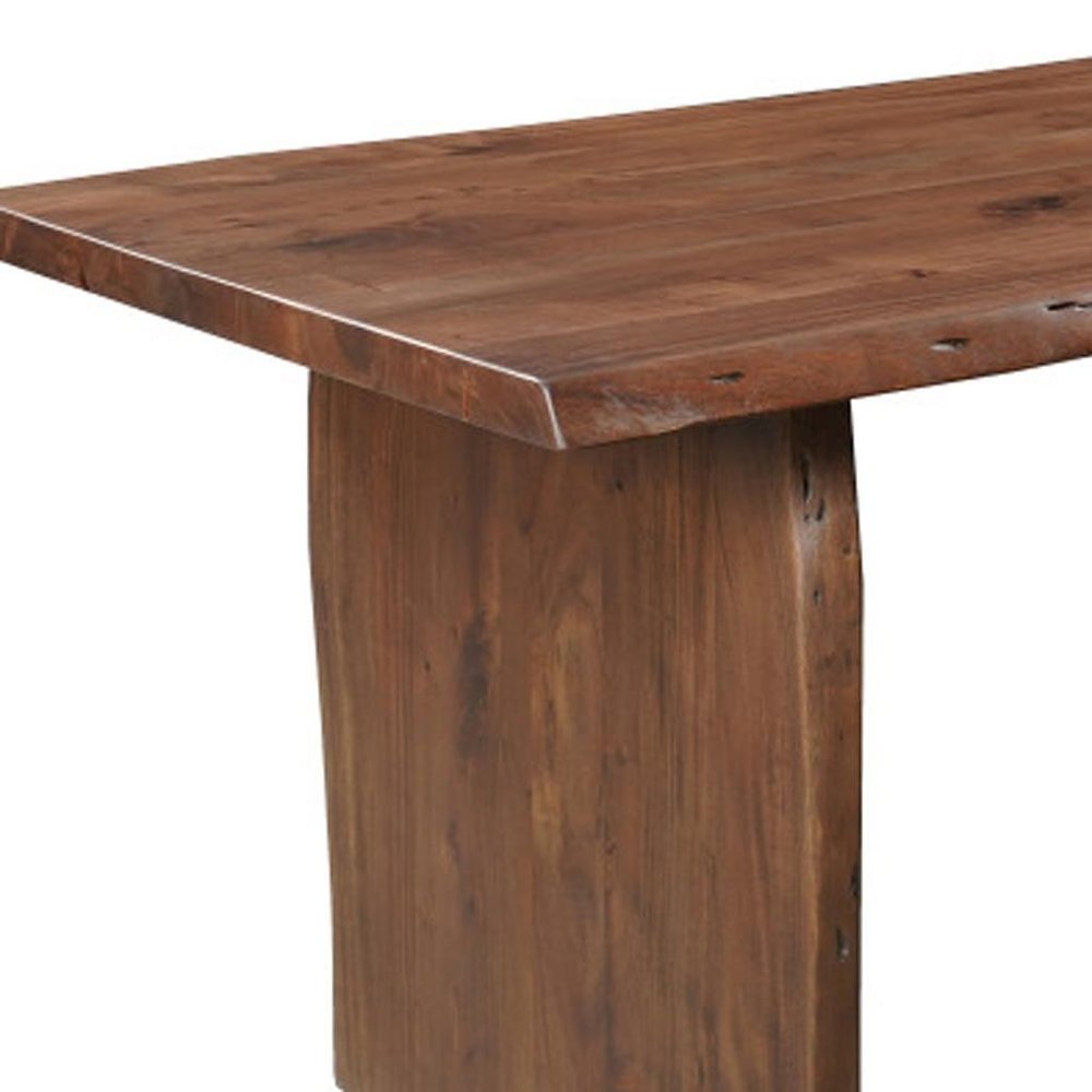 72" Brown Solid Wood Live Edge Sled Base Dining Table