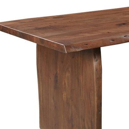 72" Brown Solid Wood Live Edge Sled Base Dining Table