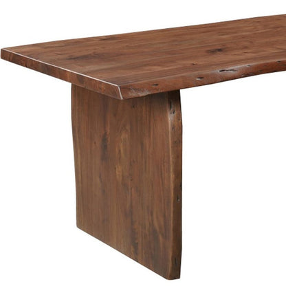 72" Brown Solid Wood Live Edge Sled Base Dining Table