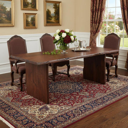 96" Brown Solid Wood Live Edge Sled Base Dining Table