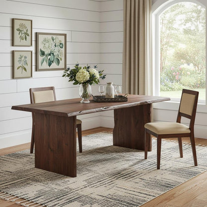 96" Brown Solid Wood Live Edge Sled Base Dining Table